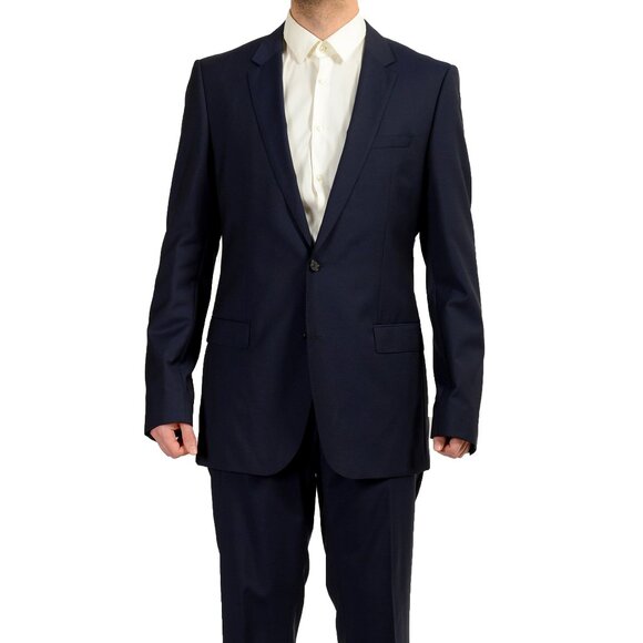 Hugo Boss Men's "Huge2/Genius1" Slim Fit 100% Wool Two Button Suit US 44L IT 54L - Picture 1 of 13